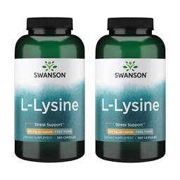 Swanson Free Form L-Lysine - Natürliche Ergänzung Förderung Stress-Unterstützung & Nervous System Gesundheit - Kann fördern Calm Mood & Entspannung - (300 Kapseln, 500mg Jeder) 2 Pack