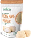 Alovitox Bio Lion's Mane Mushroom Powder | Natürliche Superfood für Gehirn, Energie und Immune Gesundheit, bietet Neural Unterstützung, GI Schutz, Herz-Kreislauf Vorteile | Non-GMO, Vegan, Gluten-Free | 4 oz