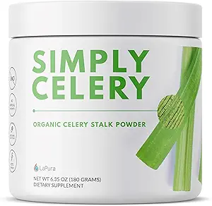 LaPura Organic Celery Powder - Pure Celery Juice Powder for Gut Health Support - Plant Based Green Superfood for Smoothies, Juices, and Recipes - Travel Friendly und Gluten Free, 30 Portionen, 6.35 Unze