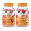 Lebendige Zink 25mg Kinder + Calcium Magnesium & Zink Kinder, Gummi Bundle - Große Verkostung, Vitamin Supplement, Glutenfrei, GMO frei, Kaugummi