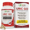 #1 URIC GO Uric Acid Cleanse Support Supplement für G.O.U.T - Natural Kidney Cleanse Detox Formula Chanca Piedra, Celery Seed, Tart Cherry, Cranberry, Pomegranate, Turmeric, Vegan Non-GMO 60 Kapseln