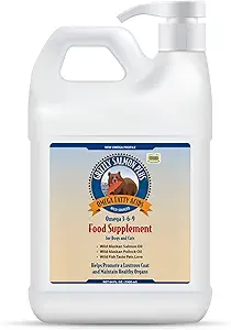 Grizzly Salmon Plus Omega Fatty Acids Nahrungsergänzung für Hunde & Katzen (Various Sizes) - Wild-Sourced Omega 3-6-9, Wild Alaskan Lachsöl (64 Fl Oz)
