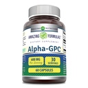 Erstaunliche Formeln Alpha GPC Supplement | 600 Mg pro Servieren | 60 Kapseln | Non-GMO | Gluten Free | Made in USA