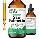 Wild & Organic Saw Palmetto Tincture - Saw Palmetto Extrakt Ergänzung für Männer & Frauen - Flüssige Pulver basierte Tropfen - Serenoa Repens Beeren - Vegan, Zucker & Alkoholfrei - 4 fl oz