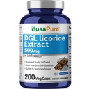 NusaPure DGL Licorice Extract 500 mg 200 Veggie Kapseln (Vegan,Non-GMO)