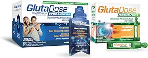 GlutaDose Ultimate Immune Boost & Daily Detox Bundle, Cold & Flu Recovery, Immun & Energy Support, Glutathione, Astragalus, Echinacea, Acerola (1.000 mg Blend), Selen, Zink, Liquid Supplements