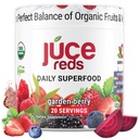 Terra Kai Organics JUCE Reds Bio Superfood Pulver - Gartenbeeren Flavor | Frucht & Veggie Pulver für alle w/64 Immune Boosting Superfood Plus Probiotics for Gut Health | 20 Servierungen (230g)