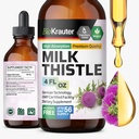BIO KRAUTER® Milchdistel-Ergänzung für Leberreiniger & Detox - Flüssige Milchdistelextrakt Сontains Silymarin für Verdauungsunterstützung 4 Fl.Oz - Alkohol & Zucker frei, 56 Tage der Versorgung