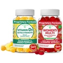 Lunakai Vitamin D3 Gummie und Frauen Multivitamin Gummie Bundle - Immunität, Knochen und Stimmung Unterstützung Supplement - 100% Tageswert von 16 essentiellen Vitaminen und Mineralien Gesunde Gummy - 30 Tage Versorgung