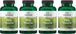 Swanson Milk Thistle (Standardisiert) - Herbal Liver Support Supplement w/ 80% Silymarin - Natürliche Formel zur Erhaltung der Gesamtgesundheit & Wohlbefinden - (120 Kapseln) (4 Packung)