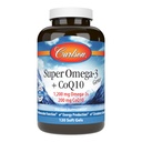 Carlson - Super Omega-3 Gems + CoQ10, 1200 mg Omega-3s 200 mg CoQ10, Zirkulationsfunktion, Energieproduktion und Kreislaufunterstützung, 120 Softgels