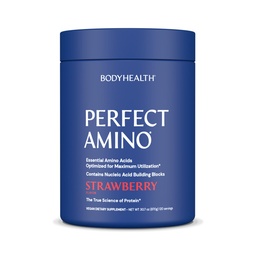 BodyHealth PerfectAmino Powder - BCAA und EAA Pulver für Vor- und Nacharbeit - Aminosäure Energy Drink für Männer und Frauen, um Lean Muskel und Erholung zu unterstützen - Erdbeere - 120 Servierungen