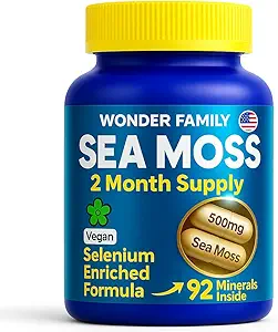 Wildcrafted Irish Sea Moss Capsules – Chondrus Crispus oder True Sea Moss Advanced mit Biotin, Niacinamide, Vitamine – Multimineral Supplement – Alternative zum Irish Seamoss Gel – 60 Seamoss Pillen