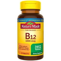 Natur Made Vitamin B12 1000 mcg, Nahrungsergänzungsmittel für Energie Metabolismus Unterstützung, 75 Time Release Tablets, 75 Tage Versorgung