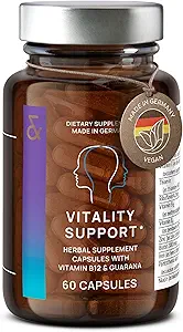 CLAV® N°3 Vitalitätsunterstützung - Vegan Multivitamin - Energy & Focus Supplement - Vitamin B Complex - Guarana, Ginseng, Ginkgo Extract - 60 Kapseln - 1 Monat