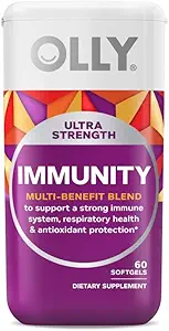 OLLY Ultra Strength Immunity Softgels, Immun- und Respiratorunterstützung, Zink, Vitamin C + D, Supplement, 30 Tage Versorgung - 60 Count