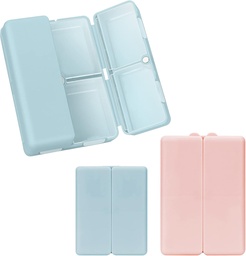 FYY 2 Pcs Daily Pill Organizer, 7 Komponenten Tragbare Pille Fall Reise Pille Organizer,[Folding Design] Pille Box für Geldbeutel, um Vitamine zu halten, Kaffee Leberöl, Ergänzungen und Medikamente-Navy+ Rosa