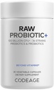 Codeage Raw Probiotic+ Supplement - 34 Probiotic Strains, 100 Billion CFUs, Raw Whole Food Probiotics, Verdauungsenzyme, Raw Fruits & Veggies Prebiotics - Wild Kefir Culture - Non-GMO - 30 Capsules