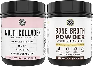 Left Coast Performance Vanilla Bone Broth und Multi Collagen Pulver für Gelenk, Haar, Haut und Nägel Unterstützung
