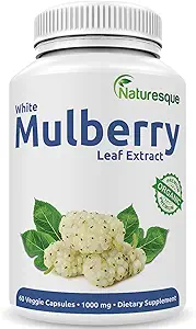 Naturesque White Mulberry Blatt Extrakt | 1000mg 60 Vegan Kapseln | Non-GMO und glutenfreie Kräuterergänzung