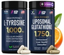 (Bundle) L Tyrosin 1000mg & Liposomal Glutathione 1750mg - All-Natural Focus, Energy und Liver Support - Non-GMO, Gluten-Free, Vegan - 270 Kapseln insgesamt