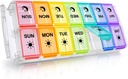Pill Organizer 2 Mal pro Tag, Fullicon schnell füllen Große Woche AM Pille Box, Medizin Organizer 7 Tage, Tägliche Pillen Fälle - Rainbow (Patent Registriert)