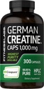 Fitness Labs Deutsche Kreatin Monohydrate | 1000mg | 300 Kapseln | Beilage für Frauen und Männer | Non-GMO, Glutenfrei