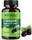 NATURELO Elderberry Gummis Immununterstützung mit Sambucus Elderberry + Vitamin C + Zink Certified Organic, 60ct