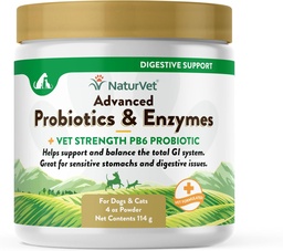 NaturVet – Fortgeschrittene Probiotika & Enzyme - Plus Vet Strength PB6 Probiotic | Unterstützt und Balancen Haustiere mit empfindlichen Stomachs & Digestive Issues | für Hunde & Katzen (4 oz)