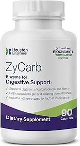 Houston Enzymes ZyCarb – 120 Kapseln | Professional geformt, um die Verdauung von Stärken zu unterstützen, Kohlenhydrate & Zucker | Verbessert mit Lactase Enzyme für Lactose Intoleranz
