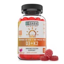 Zhou D3 + K2 - Vitamin D3 K2 Supplement für Frauen und Männer, Immununterstützung Vit D3 und K2 Gummy, Gelatinefreie Formel mit 5000 IE D3 und MK-7 - 60 Veggie Gummies (Paket von 1)