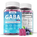 GABA Gummies 500 mg - Sugar-Free Calm Gummis mit L Theanine, 5-HTP, Vitamine D3, B12, Ashwagandha, Melatonin-Free für Brain Calm, Mood, Zzz Better, GABA Supplement für Erwachsene, Blueberry Flavor, 1Pack