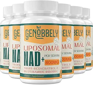 800 mg Liposomal NAD+ Ergänzung mit Nicotinamid Riboside 200 mg, Trans-Resveratrol 100 mg - Echte NAD-Ergänzung für DNA-Reparatur, Gesundes Altern, Gehirnfunktion - 360-Tage-Versorgung