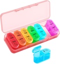 Betife Weekly Pill Organizer 2 Mal pro Tag, 7 Tage Pille Box AM PM, Portable Travel Pill Case, Tägliche Pille Container Tag und Nacht, Medizin Organizer für Medikamente, Vitamin oder Ergänzung (Pink)