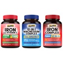 10 in 1 Magnesium Complex & Eisen Supplement, 65mg Carbonyl Eisen mit 250mg Vitamin C & 5 in 1 Eisen Complex