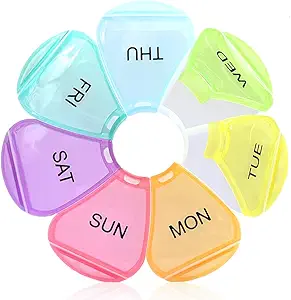 Wöchentliche Pille Organizer 7 Tage, große tägliche Pillen-Fälle, Pillenhalter, Pillenspender, Reise Pillen Organizer für Vitamine, Fischöle, Nahrungsergänzungsmittel (Colorful)