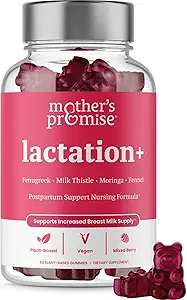 Mutter's Promise Lactation Supplement Gummie für Brustmilchproduktion erhöhen | Postnatal Lactation Unterstützung für Stillen, Pflege & Lactating mit Fenugreek, Moringa & Milk Thistle | Vegan