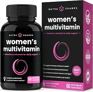 NutraChamps Women's Daily Multivitamin Supplement - Vegan Kapseln mit Biotin, Vitamine A B C D E K, Calcium, Zink, Lutein, Magnesium - Premium Multimineral Multivitamin für Frauen