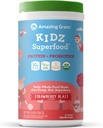 Erstaunliche Gras Kidz Superfood: Vegan Protein & Probiotika für Kinder mit Rübenwurzelpulver & 1/2 Tasse Blattgrün, Erdbeerblase, 15 Servierungen