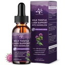 (4 Pack) Milchdistel flüssige Tropfen Silymarin 1000mg, Leber Ergänzung Detox & Cleanse mit Dandelion & Artichoke, Milchdistel Bio-Extrakt zur Unterstützung Reparieren Leber Gesundheit, Vegan, Non-GMO, 1 Fl Oz
