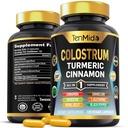 Colostrum Supplement - 8in1 Formel - Kombinieren Sie mit Turmeric, Ceylon Cinnamon, Quercetin, Royal Jelly, Dandelion, L- Glutamin und Black Pepper - Verdauungshilfe - 120 Kapseln