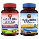 Vitalitown Magnesium + Hyaluronsäure Bundle| Magnesium Complex (Item 1) & Hyaluronsäure Plus Vitamin C (Item 2) | 120 Magnesiumkapseln & 90 Hyaluronsäurekapseln