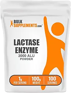 BulkSupplements.com Lactase Enzym (3000 ALU) Pulver - Lactase Enzymergänzung, Verdauungsunterstützung - Glutenfrei, 1g pro Servierung, 100g (3,5 oz) (Pack von 1)
