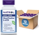 Natrol Mood Positive 5-HTP 50mg mit L-Theanin, Vitamin B6, Vitamin B12 und Folat, Nahrungsergänzung unterstützt eine positive Stimmung, 50 Tabletten, 25-50 Tage Versorgung (Pack von 12)