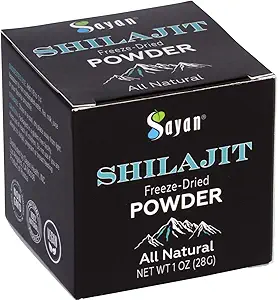 Sayan Pure Shilajit Powder 1oz/28g, 5 Monate Versorgung - Potent Organic Fulvic Acid Supplement - Unterstützt Immunsystem, Gedächtnis, Fokus und liefert natürliche Energie - Freeze-Dry Extract, Vegan, Non-GMO