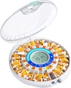 Daviky Automatische Pillenspender für Ältere mit Alarm, 28-Tage Elektronische blockierte Pillen Box, Sound & Licht Erinnerungen für Medikamente, Vitamine und Ergänzungen(Orange)
