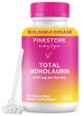 Pink Stork Monolaurin Pellets – Vegane Lauric Säure Immune & Gut Unterstützung für Frauen – Mikrobielle Balance, Verdauungskur – Odorless, Scoopable Monolaurin Supplement – 226g – 75 Servietten