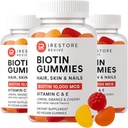 iRestore Hair Gummy Vitamins, Vegan Biotin Gummis für Haar Haut und Nägel, Haarwachstum Gummis für Frauen & Männer, Biotin 10.000mcg, 3PK
