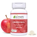 EZ Melts Dissolvable Ubiquinol 100mg, Aktive Form von CoQ10, Herzgesundheitsergänzungsmittel für Männer & Frauen, Zuckerfrei, 2-Monats-Versorgung - 1 Pack
