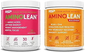 RSP NUTRITION AminoLean Pre Workout Energy (Watermelon 30 Servings) mit AminoLean Recovery Post Workout Boost (Blood Orange 30 Servings)